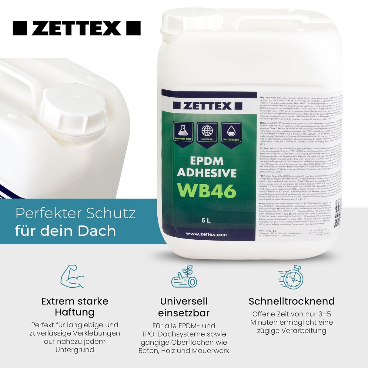 Wasserbasierter Flächenkleber - Zettex WB46 - dachfolien.de